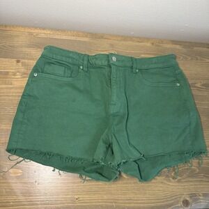 Vigoss Womens 30 Green Ace Cut Off Raw Hem Denim Jean Shorts